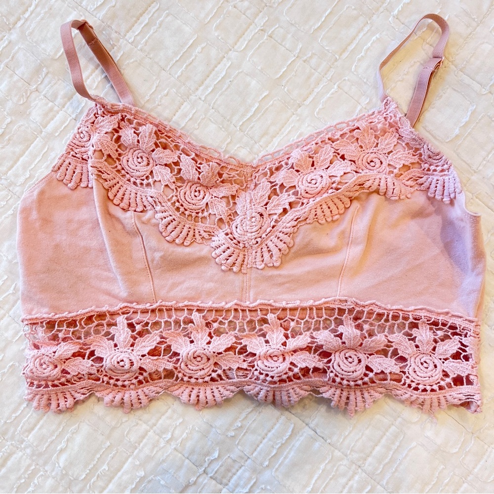 Garage Clothing Brand Pink Crochet Lace Bralette